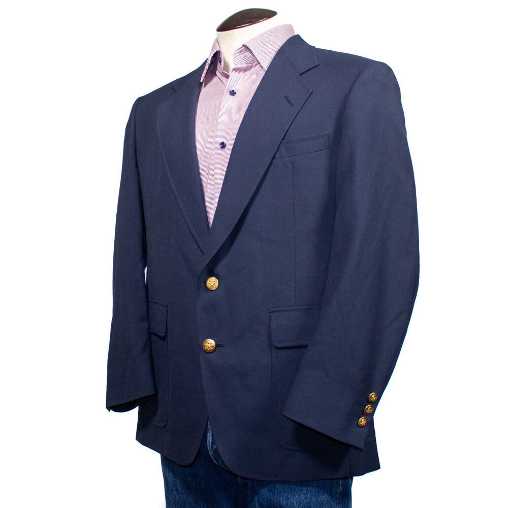 VTG Jack Nicklaus Hart Schaffner Marx Blazer Men Sz 40S Navy Blue Union Made USA